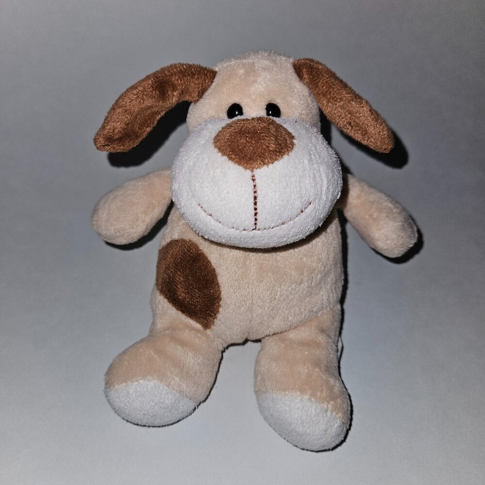 Tan Brown Spots White Puppy Dog Plush SMALL 6" Stuffed Animal Toy Ningbo Hefen
